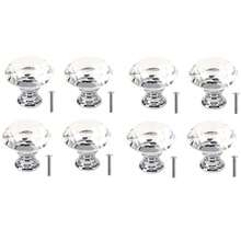 4pcs Diamond Crystal Glass Cabinet Drawer Knobs, Wardrobe Door Hardware - Clear - View 3