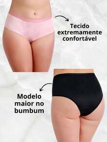Kit Of 3 Plus Size Panties With High Waist And Cotton Lining - Alice - 彩色 - 查看 3