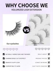 7 Pairs Manga Lashes Faux Mink Eyelashes Cat Eye Eyelashes Natural Full False Eyelashes Volumized Eyelash Extension Travel Essentials Makeup Tools Strip Lashes, Lashes, Eyelashes, Fake Lashes - Cat Eye Lashes - View 7