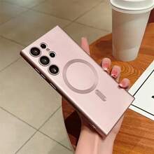 适用于三星 Galaxy S24 S25 S22 S23 Ultra Plus S20 S21 FE Note 20 A35 A55 A05 A15 的奢华磁吸手机壳，采用柔软的 TPU 材质。 - 玫瑰金 - 查看 8