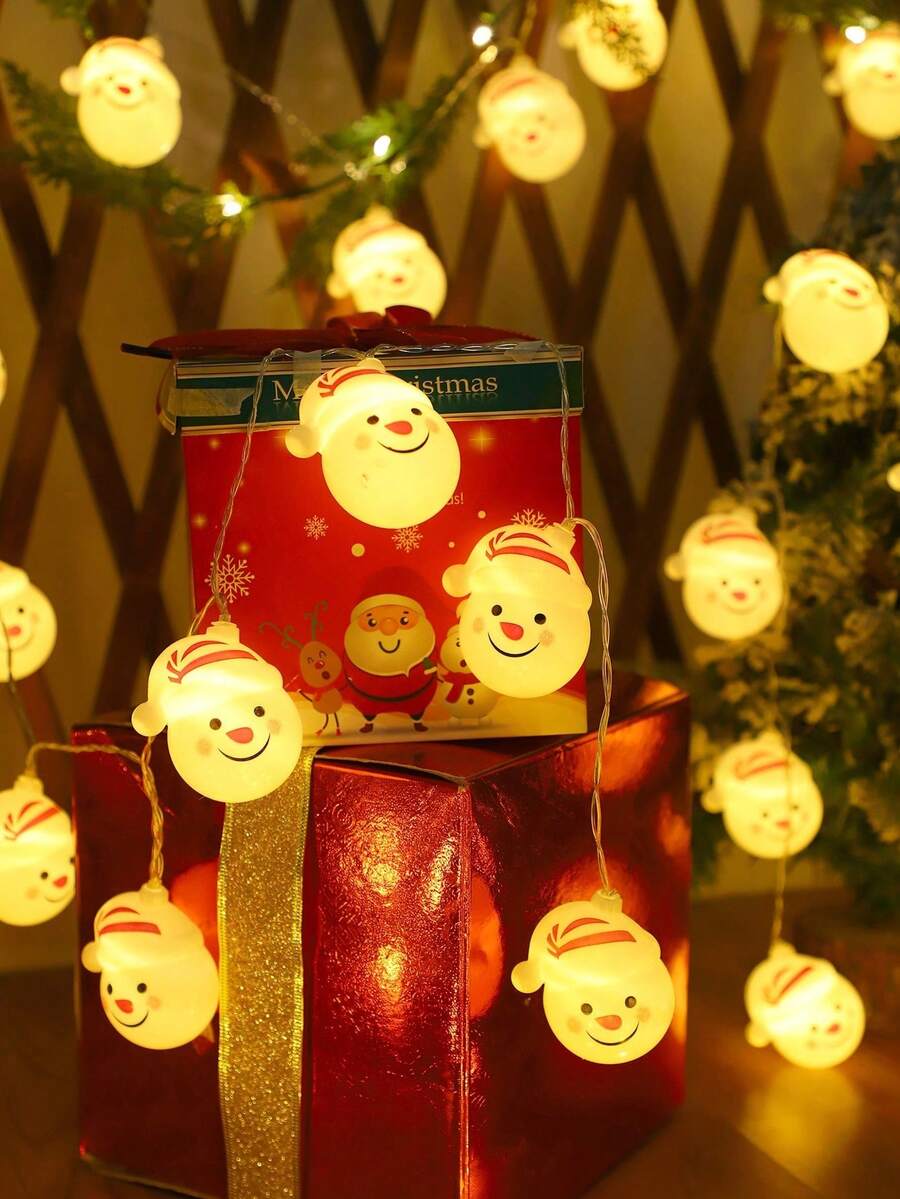 Christmas Snowman Santa LED String Lights, Battery Operated Fairy Lights, Indoor Xmas Decor For Christmas Tree Bedroom Window Holiday Party Decoration, Christmas String Lights, Xmas Tree Decoration Lights