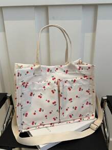 百搭竖条纹流浪汉单肩包，适合女士钱包和手提包，大容量多口袋帆布单肩通勤包手提包，轻便休闲手提单肩斜挎包，学生学校笔记本电脑包简约运动背包，带多隔层和多口袋 - 彩色 - 查看 12