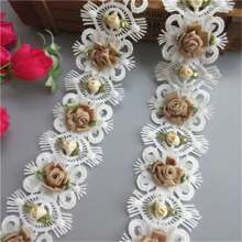 1 ياردة من الشريط المطرز المطرز قماش التطريز مزينة للحرف اليدوية فساتين الزفاف ملابس الديكور