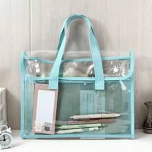 Portable Waterproof Transparent File Organizer Bag – A4 Size Multi-Color Document Tote For Office & School Supplies,Back To School,School Supplies