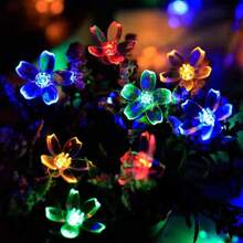 And Worry Free! Solar Cherry Blossom Light String, No Wiring Or Plug In, Automatically Senses To Light Up When It Gets Dark, Outdoor Courtyard Decoration Atmosphere
