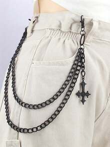 1Pc Personalized Hip-Hop Rhinestone Red Spider Pendant Metal Multi-Layer Pants Chain Versatile Jeans Accessory