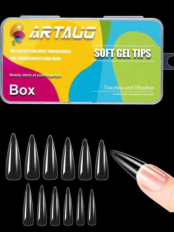 240pcs Stiletto Soft Gel Nail Tips, Medium Stiletto Nails Full Cover Acrylic Press On False Nail Tips No Trace For Beginners And Professional Home Salon DIY 120/192/360/504/600/720/960/1200 PCS