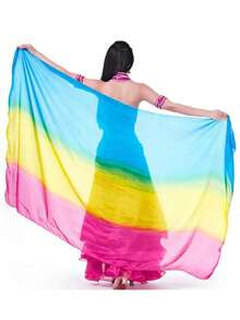 涤纶肚皮舞面纱 - 飘逸渐变色手帕，适合表演和练习