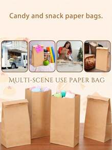 50pcs Toast Bag Bread Kraft Paper Bag (With Stickers), Small/Medium/Large Paper Bread Bag With Window, Baked Food Packaging Supplies, Label Seal Stickers For Baked Food Packaging Storage, Household Supplies