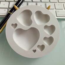 1/2 件多个心形硅胶模具、蜡烛模具、肥皂模具、树脂模具、DIY 软陶粘土滴胶装饰模具、手工装饰艺术工具