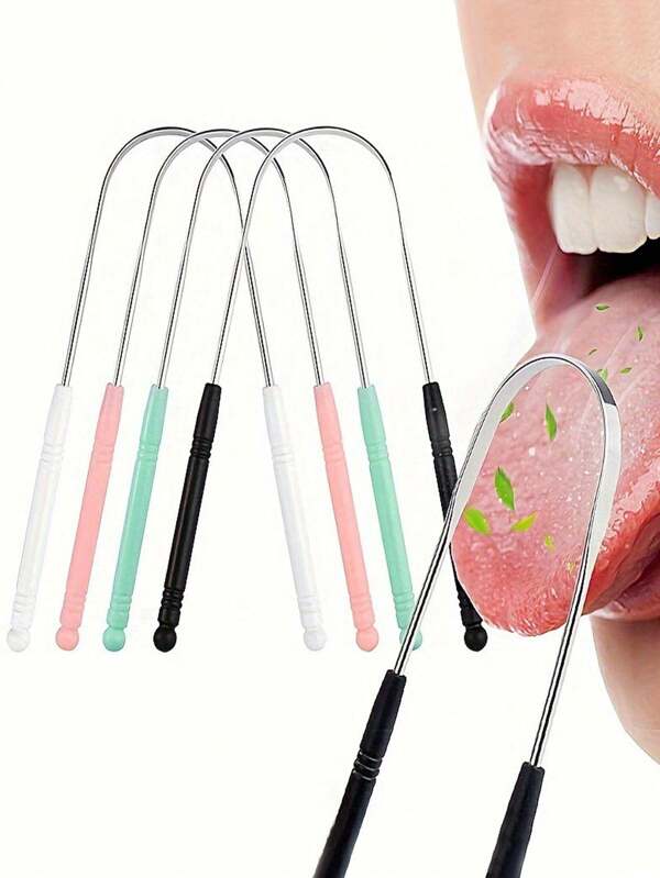 3/1 pieza, Rascador de lengua en forma de U para adultos, 1 rascador de lengua de acero inoxidable para reducir el mal aliento, productos de higiene masculina y femenina, herramientas de cuidado oral, sala de estar, familia, dormitorio, baño, suministros para el hogar, suministros de viaje, bodas, colas, cumpleaños, regalos para hombres, padres, amigos, Año Nuevo, accesorios, regalos divertidos (juego de varios piezas con colores aleatorios)
