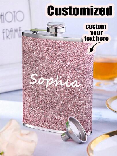Personalized Bridesmaid Flask,Personalized 8oz Stainless Steel Hip Flask With Custom Name - Elegant Pink Glitter Design, Leakproof Travel Wine Bottle Holder For Liquor, Whiskey, And Cocktails - Perfect Gift For Women, Hidden Flask For Liquor, Bridesmaid Proposal, Bridal Party Gift, Christmas Birthday Gift For Her,Elegant Living