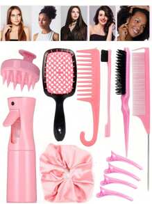 15 Piezas Juego de Cepillos y Peines para Peinado, 3/13 Piezas Peines, Peines de Púa, Peines de Cola de Rata, Cepillos de Bordes, Cepillos de Cabello, Rociador de Alta Presión, Horquillas, Anillos para el Cabello, Peines de Dientes Anchos, Gorros de Baño, Trenzadores de Cabello, Adecuado para Todo Tipo de Peinados, Vuelta al Colegio, Esenciales de Viaje y Vacaciones, Accesorios de Cabello para Mujeres