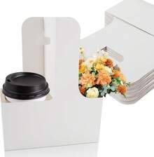 EstiloTendenciaMAQIHAN - Portabebidas De 2 Tazas Con Asa – 12 Soportes Desechables De CartóN Para Tazas De Café, Bandeja Plegable PortáTil Para Bebidas, Soporte Para Tazas Para Llevar Accesorios De Entrega DeCalidad PremiumVersióN Mejorada