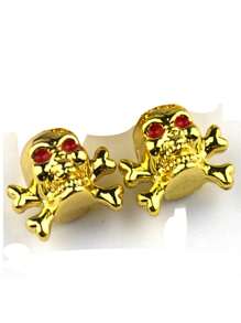 2 Capa de Válvula de Esqueleto - Combinação de Plástico+Metal Capa de Válvula de Pneu com Olhos Vermelhos e Design de Esqueleto, Adequada para Proteção de Pneus de Bicicleta, Motocicleta e Carro | Decoração de Esqueleto | Capa de Válvula, Decoração de Halloween