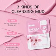 1/5/10/12/120/30/50pcs Pack Sakura Face Mask, Cleansing Clay Mask, Pore Cleansing, Moisturizing, Soothing, Brightening, Oil Control, Fine Texture, Gentle & Non-Irritating, Non-Drying, Convenient For Travel, Suitable For All Skin Types, Unisex - Pink - View 6