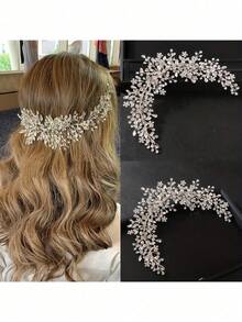 1 Stück elegantes Kristall-Haarband für Frauen, handgefertigtes luxuriöses Party-Hochsteckfrisur-Accessoire, Braut-Hochzeitskrone, Prinzessinnen-Geburtstagsgeschenk, Valentinstag-Accessoire - mehrfarbig - Übersicht 2