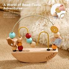 Children's Wooden Beaded Maze Toy, Cute Elephant Lacing Beads Toy, Educational Counting Learning Circle Toy, Improve Hand-Eye Coordination & Focus, Introduce Basic Math Concepts, Christmas, Halloween, Birthday Gift - Multicolor - View 7