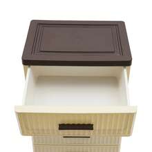 CNCEST Drawer Type Household Organizer, 4-Tier Storage Cabinet, Storage Cabinet With Wheels, Storage Organizer With 4 Drawers, Floor Standing Storage Cart For Small Sapce, Bedroom, Living Room, 13.77*10.23*22.44 In - Cream White&Brown - 查看 10