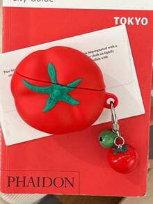 1个3D逼真番茄造型保护套,兼容苹果第四代蓝牙无线耳机,1/2/3硅胶软套,Pro 3代,女士新款(不含耳机) - 紅色 - 查看 4