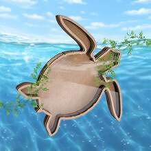 1pc Turtle Shaped Desktop Display Stand, Marine Theme Jewelry Storage Rack, Transparent Wooden Piggy Bank, Turtle Display Box, Creative Wooden Desktop Stand, Shell Coin Storage Box, Suitable For Infants And Toddlers - Sea Turtles - View 3