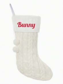 1 szt. Spersonalizowana skarpeta świąteczna z haftowanym imieniem, w stylu vintage, z mieszanki bawełny, w kształcie buta, z pętelką do zawieszania, świąteczna torebka prezentowa do dekoracji kominka