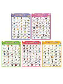 Póster de 220 palabras de uso frecuente en inglés, herramienta educativa de palabras de alta frecuencia, decoración de aula para niños - Multicolor - Ver 4