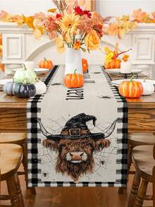 1 buc/10 buc. Față de masă cu pânză de păianjen Yak de Halloween, față de masă cu dovleac, față de masă pentru festivalul recoltei, decor sezonier pentru casă, stil rustic, material asemănător inului, 33*91CM/33*183CM/33*274CM, 3 opțiuni de dimensiune, decor pentru petreceri de interior și exterior, decorare cu tematică de dovleac, decor pentru cameră. Potrivit pentru decorul bucătăriei de acasă și decorarea petrecerilor pentru evenimente.