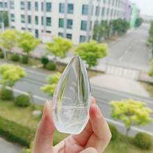 1pc Natural Clear Quartz Torch Carving Piece Ornament, White Crystal Flame Carving Piece, Crystal Crafts, Creative Home Interior Decorative Ornament, Valentine's Day Gift, Unique Holiday Gift