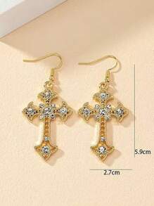 Modische, elegante vintage Strass-Kreuz-Hängeohrringe