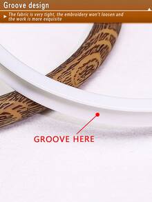 多件复古风格棕色仿木纹绣花箍，各种形状，采用优质 ABS 和 PVC 材料制成，配有金属挂钩，防碎，配有 16 根针，适用于家居装饰和刺绣 - 棕色 - 查看 4