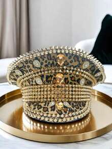 1 件闪亮涤纶蒸汽朋克水钻船长帽，男女通用，军帽，万圣节服装，适合单身派对、角色扮演、圣诞节、狂欢节、酒吧、单身派对