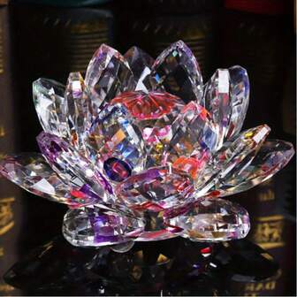 水晶莲花餐桌摆件，创意家居装饰品，适合客厅、办公桌、珠宝柜
