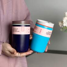 1pc 12oz Stainless Steel Vacuum Insulated Coffee Tumbler, Portable Travel Mug Suitable For Car, Office, Home, Camping, Modern Beverage Cup, Durable Household Container, Material, Outdoor Travel Companion - Multicolor - View 6