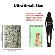 GEL HUT MUN 1pc Dollar Bill Print Throw Blanket, Soft & Cozy For Nap, Office, School, Home, Picnic, Travel And Gift Blanket, Autumn Blanket, Fleece Blanket, Blanket And Throw, Plush Blanket, Bedding, Sofa Throw, Soft Blanket, Custom, Room, Personalized Blanket - Multicolor - View 4