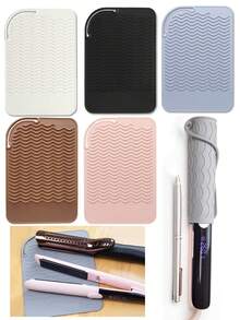 Tappetino in silicone resistente al calore di taglia grande, custodia da viaggio portatile per piastra arricciacapelli, piastra piatta, piastra lisciante e altri strumenti per lo styling dei capelli, essenziali per il ritorno a scuola, viaggi e vacanze, accessori per capelli per donne
