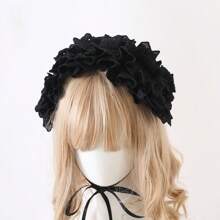 1pc/Set Women's Colorful Butterfly Decor & Wide Lace Headband Hair Accessories, Suitable For Daily Wear And Cosplay, Cute Style, Made Of Polyester And Spandex Halloween Valentine's Day