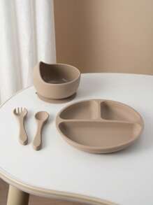 4PCS Personalized Customization Name And Pattern Silicone Suction Base Plate And Bowl Childern Feeding Tableware Self Feeding Training Cutlery Spoon Fork Sets Print On Demand Childern Tableware Essentials