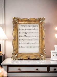 1pc European Retro Art Photo Frame, Living Room Sofa Background Wall Painting, French Luxury Dining Room Bedroom Wall Art, Desktop Cozy Photo Display Frame, Horizontal & Vertical Resin Photo Frame, Suitable For Home Decor And Photography Props, Office Desk Photo Decoration Frame Gift - Multicolor - View 3