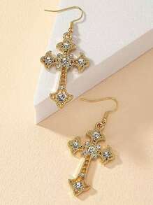 Modische, elegante vintage Strass-Kreuz-Hängeohrringe