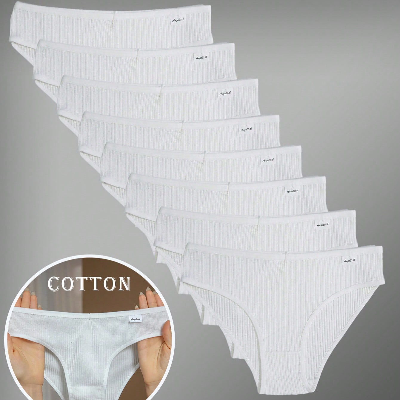 Paquete de 8 bragas de algodĂłn acanalado sexy para mujer, ropa interior femenina sin costuras y cĂłmoda