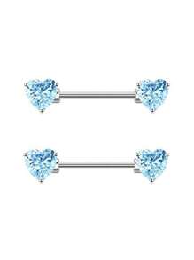2 piezas Anillos para el pezón de 14G para mujeres, set de anillos para el pezón con barra de 16mm de acero quirúrgico con corazón de circonita y mariposa, joyería de piercing corporal lindo para San Valentín, Mamá, Madre, Día de la Madre, regalo