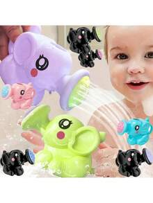 1个大象造型淋浴喷头玩具，儿童浴缸玩具，婴儿洗澡玩具，浴缸玩具，1岁宝宝玩具，绿色