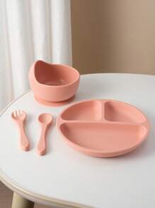 4PCS Personalized Customization Name And Pattern Silicone Suction Base Plate And Bowl Childern Feeding Tableware Self Feeding Training Cutlery Spoon Fork Sets Print On Demand Childern Tableware Essentials