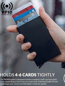 RFID Blocking Credit Card Holder, Men's Metal Wallet, Men's Card Case, Minimalist Metal Card Sleeve, RFID Shielding Card Holder, Aluminum Alloy Black Wallet, Men's Card Holder, Business Casual Fashion Wallet, Father's Day, Valentine's Day, Birthday Gift For Father, Friends, Boyfriend - Multicolor - View 4