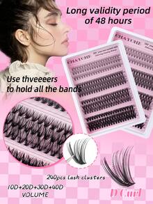 CMAYOME 240/222 梳状 D 卷假睫毛延长套装，10D+20D+30D+40D/50D+60D+80D+100D 多混合浓密填充睫毛，柔软睫毛束，自然眼妆，10-14 毫米混合高仿水貂毛单束 3D 效果假睫毛，适合自然、戏剧性、日常妆容、角色扮演睫毛睫毛簇套装、睫毛、睫毛、假睫毛 - 黑色 - 查看 6