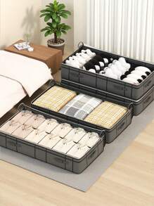 1PC Gray Clothing Storage Bag, Quilt Storage Box, Under Bed Storage Bag, Bedroom Storage, Visible Window Storage Box, Waterproof And Moisture-Proof, Suitable For Storing Blankets And Idle Items At Home Dress Pants Shoes Jeans Boots Skirt Bedroom, Organizer, Home Storage, White T Shirt Women, Black Pants Women, Ladies Winter Clothes, Dress, - Grey - View 4