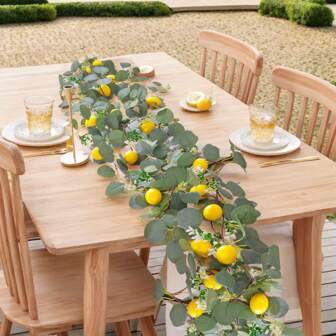 1 st konstgjord blomma simulerad blomsterkrans | 66,9-tums konstgjord citronranka julblomma vinranka halloween thanksgiving fyra årstider universell festivaldekoration lämplig för borddekoration väggdekoration trappa armstöd dekoration lantlig festival bord central dekoration, ingen strömförsörjning krävs, lätt att hänga, festival central dekoration | lantlig charm | lövdesign, hem påskdekoration