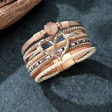Women's Multi-Layer Bohemian PU Leather Bracelet, Daily Wear And Party Accessory