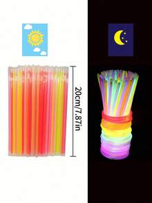 20 piezas/50 piezas Palos luminosos de colores aleatorios para fiesta y concierto, palos luminosos, pulseras y collares luminosos, suministros y decoraciones premium para fiestas con luz neón - Palos luminosos de colores brillantes, pulseras luminosas DIY, decoraciones para fiestas de Halloween y Navidad, suministros para festivales de música, iluminan el ambiente de la fiesta, bares, baile, ambiente y accesorios de iluminación divertidos